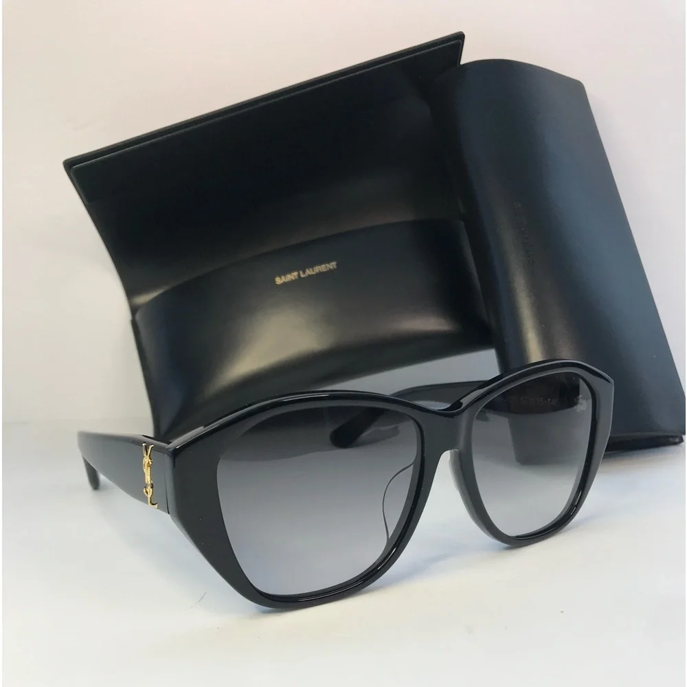💯 - New Authentic SAINT LAURENT SLM8/F Sunglasses Black - Picture 4 of 11